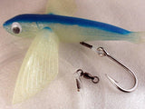 ONE (1) 8" Blue / NON Glow Flying Fish TUNA MAHI Lure - Rigged